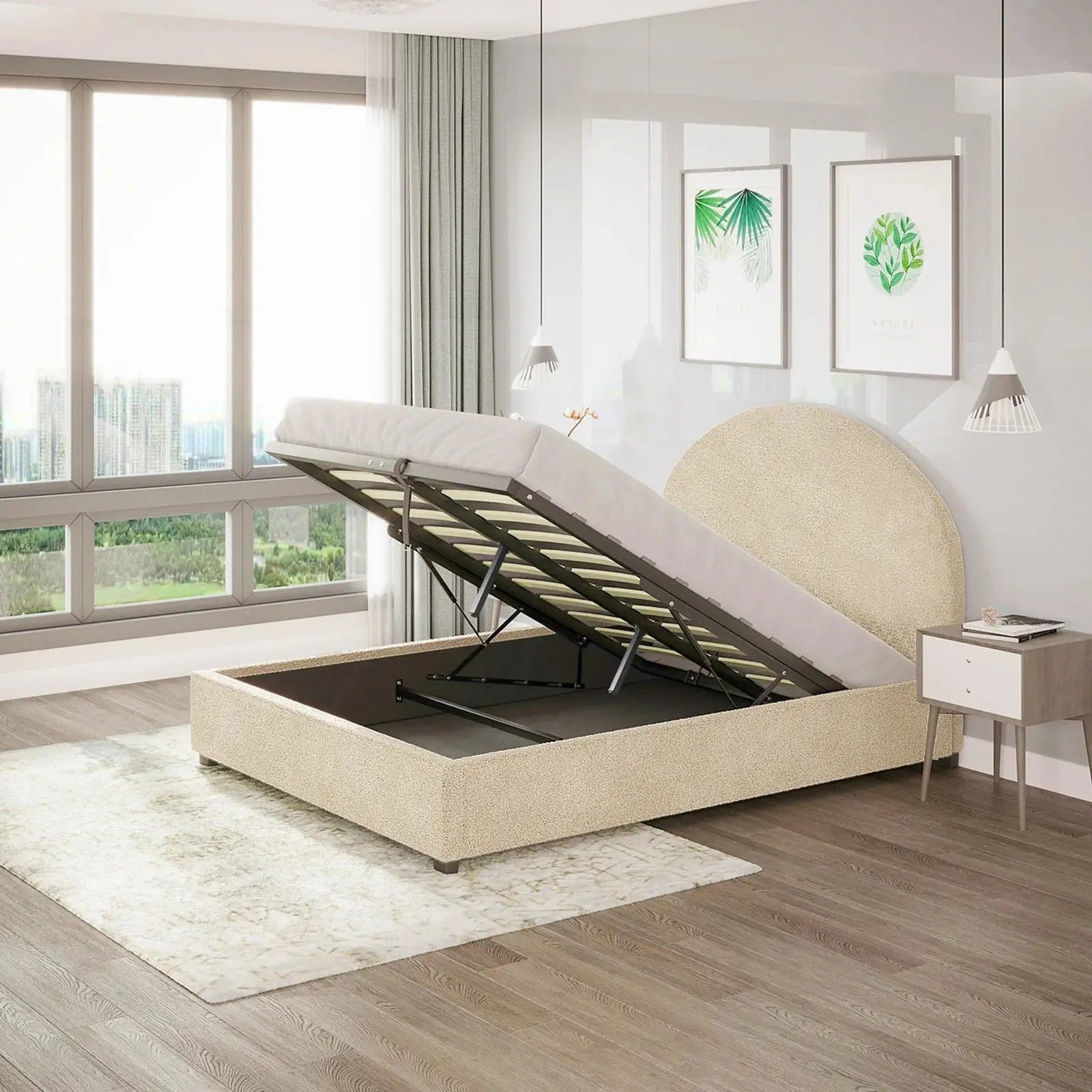 upholstered gas lift bed frame australia double size