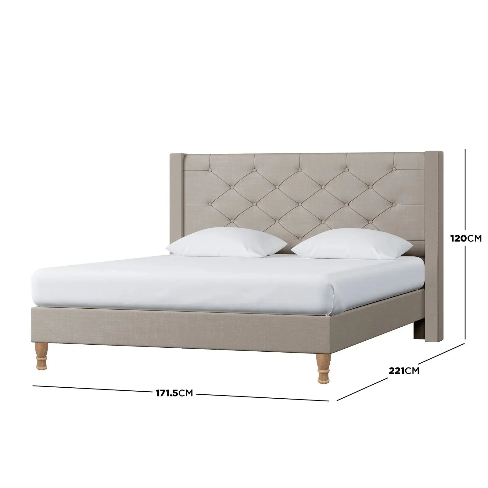 upholstered wingback double bed frame beyond living