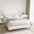 vilania double fabric bed frame with buttons australia