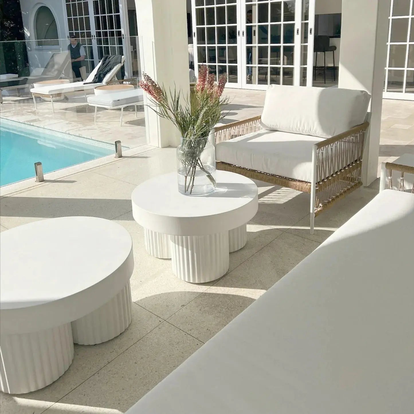 white concrete patio coffee table 70cm design