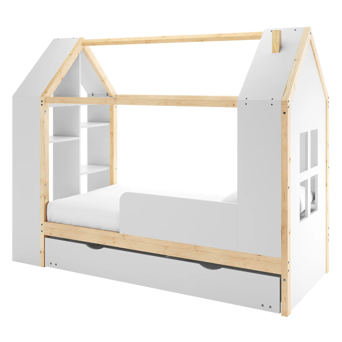 wooden kids cubby bed with storage haron model